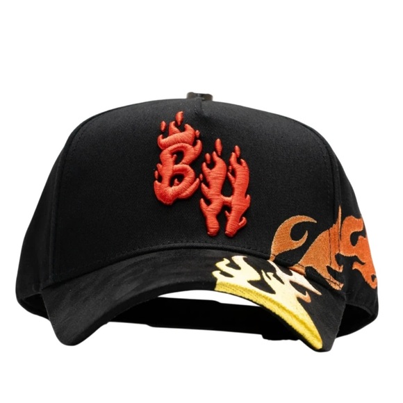 EL BARBAS HATS FLAMES BLACK SNAPBACK HAT BARBHFLAMES BLK
